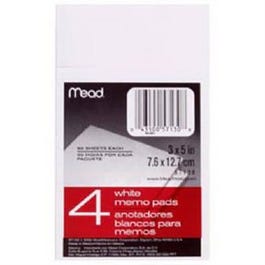 Memo Pads, White, 3 x 5-In., 50-Ct., 4-Pk.