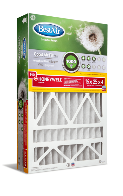BestAir® 16 x 25 x 4, Air Cleaning Furnace Filter, MERV 8, Removes Allergens & Contaminants, For Honeywell Models (16