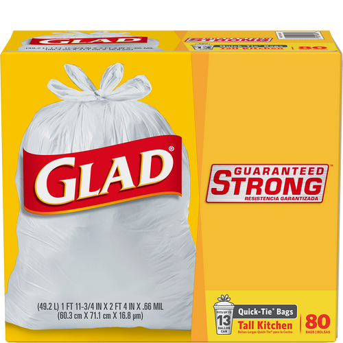 Glad Tall Kitchen Quick-Tie Bags 13 Gallon 80 Ct. (13 Gallon)