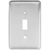 Toggle Wall Plate, 1-Gang, Stamped, Round, Polished Chrome Steel