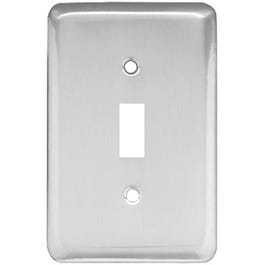 Toggle Wall Plate, 1-Gang, Stamped, Round, Polished Chrome Steel