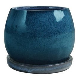 Artisan Planter, Aqua Blue Ceramic, 8-In.