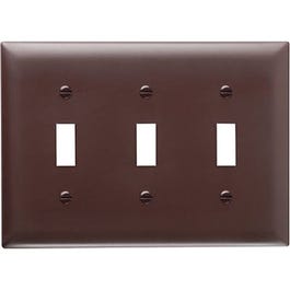 Wall Plate, 3-Toggle Opening, Urea, Brown