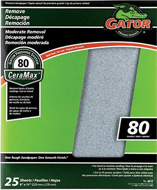 SANDPAPER 9 IN X 11 IN 80 GRIT 25 PK