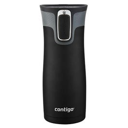 Spill-Proof Travel Mug, Stainless Steel, Black, 16-oz.