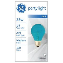 Transparent Party Light Bulb, Teal, 25-Watts