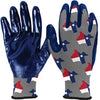 Work Gloves, Nitrile Palm, Knit, Texas Flag Pattern, Men's Large