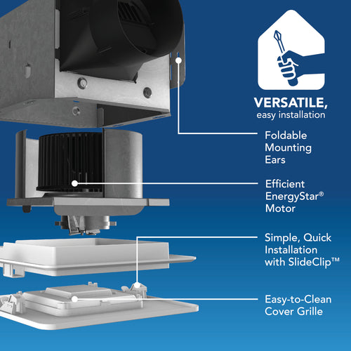 Broan-NuTone® Roomside Series Bathroom Exhaust Fan w/ LED Light, 60 CFM, Energy Star®