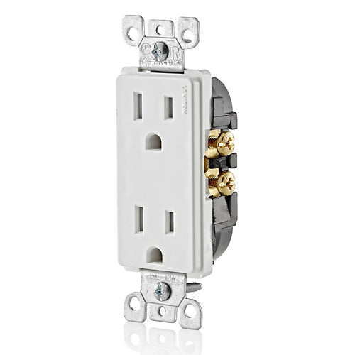 Leviton 15 Amp Decora Tamper-Resistant Duplex Outlet/Receptacle Grounding White