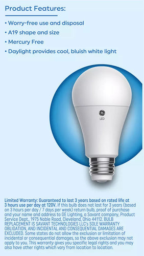 GE Basic LED 150/100/50 Watt Replacement Daylight A19 3-Way Bulbs