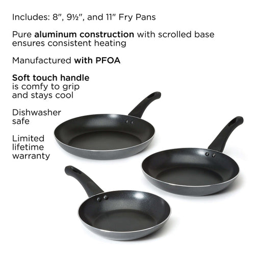 Ecolution Elements 3 Piece Fry Pan Set - Gray