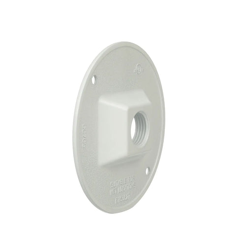 Hubbell Round Weatherproof Cluster Cover, One 1/2 in. Threaded Outlets, White
