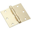 Door Hinge, Interior, Square-Edge, Satin Brass, 3-In.