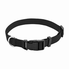 Dog Collar, Adjustable, Black Nylon, Quadlock Buckle, 5/8 x 10 to 16-In.