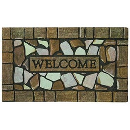 Doormat, Recycled Rubber, Stone Border, 18 x 30-In.