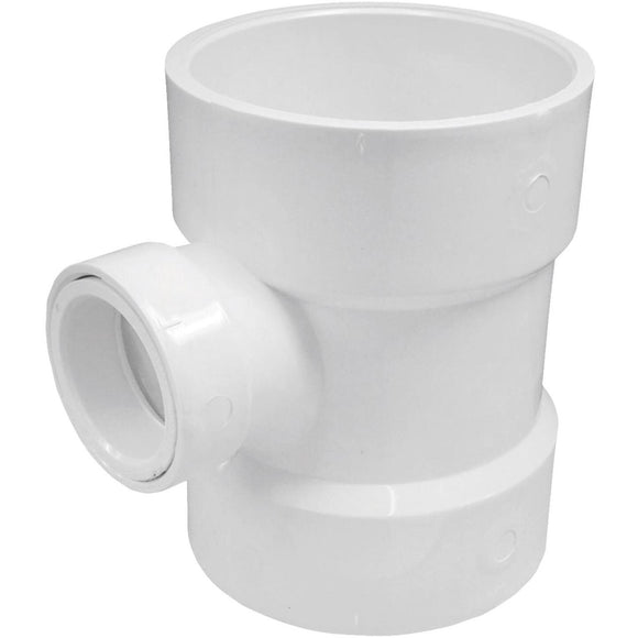 Charlotte Pipe 4 In. x 1-1/2 In. Reducing Sanitary PVC Tee