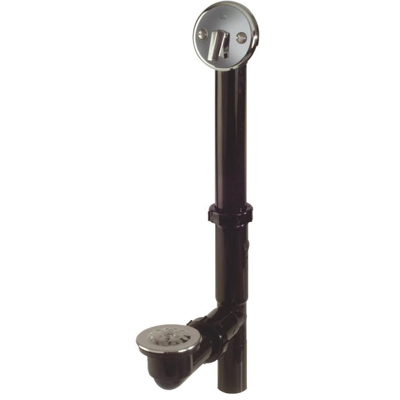 Do it Black Plastic Trip Lever Bath Drain with Polished Chrome Trim and Strainer & Dome Grid