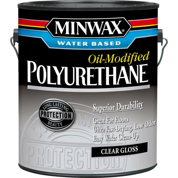 Minwax Gloss Water Based Oil-Modified Interior Polyurethane, 1 Gal.